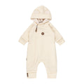 Bear-Ear Cotton-Lined Merino Wool Baby Overall – White
