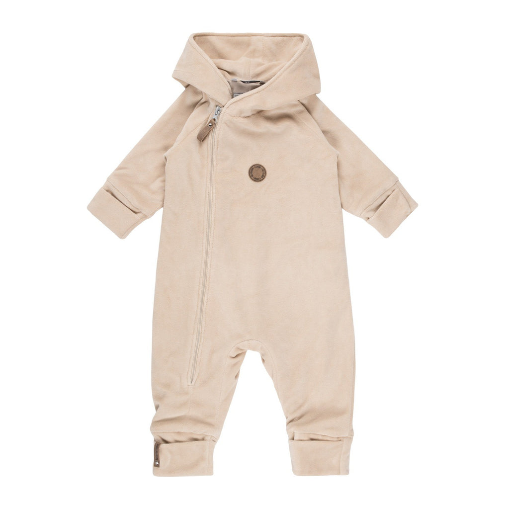 Velour Baby Jumpsuit, Merino-Lined – Beige by Lenne