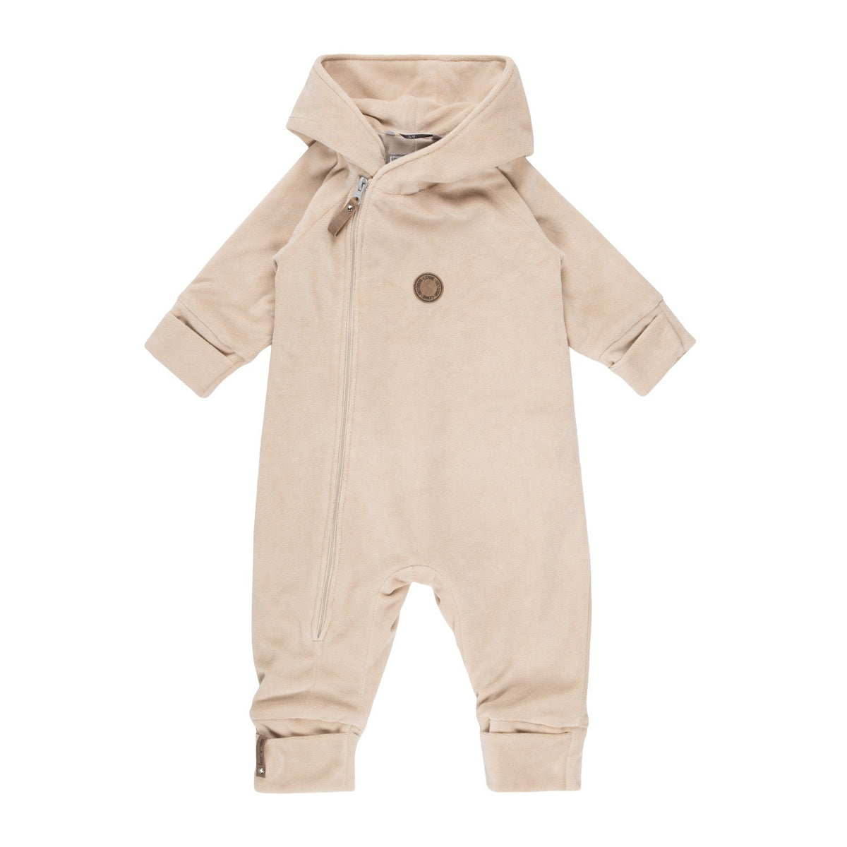 Velour Baby Jumpsuit, Merino-Lined – Beige by Lenne
