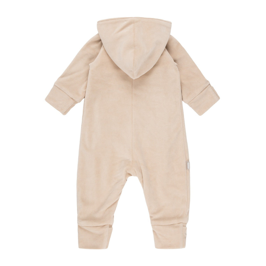 Velour Baby Jumpsuit, Merino-Lined – Beige – view 3