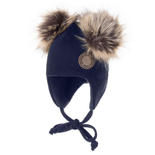 Merino Winter Baby Hat with Pompoms – Blue by Lenne