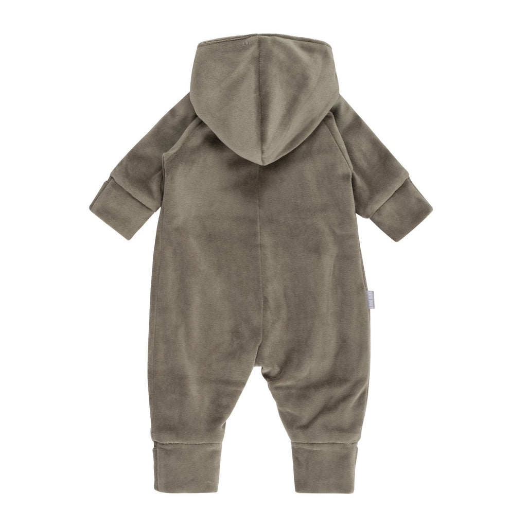 Velour Baby Jumpsuit, Merino-Lined – Khaki – view 3