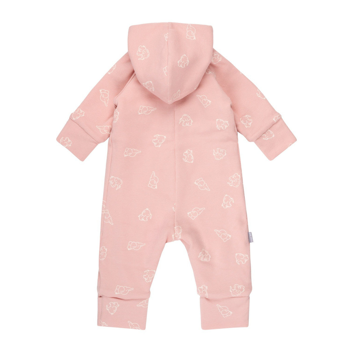Hooded Cotton Fleece Baby Romper – Pink Elephants – view 3