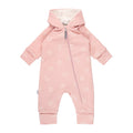 Hooded Cotton Fleece Baby Romper – Pink Elephants by Lenne