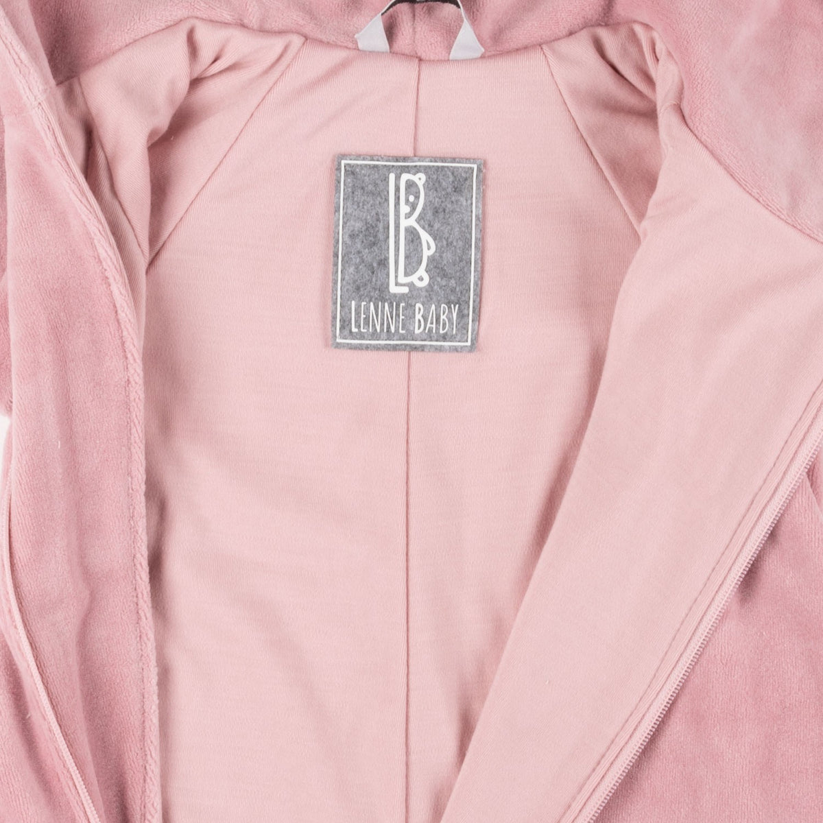 Velour Baby Jumpsuit, Merino-Lined – Pink – view 2